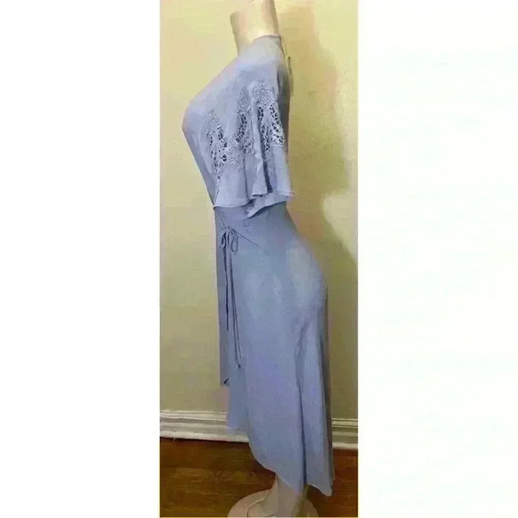 NWT ASTR The Label Crochet Sleeve, High-Low Midi Wrap Dress Size M - Picture 5 of 12